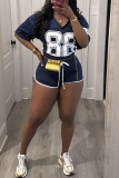 Casual Sportswear Digital Print V Neck Short Sleeve Oversize T-shirt And Shorts Two Pieces Shorts Sets