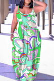 Casual Floral Print Backless Spaghetti Strap Floor Length Vacation Baggy Sundress Slip Maxi Dress