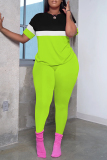 Sportwear Casual O Neck Short Sleeve Oversize T-shirt And Skinny Pants Two Pieces Sweatpant Sets