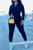 Sportwear Casual Zipper Collar Long Sleeve Blouse And Skinny Pants Two Pieces Sweatpant Sets