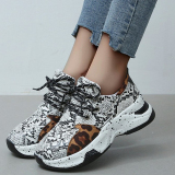 Colorblock Lace-Up Round Toe Slip-On Thick Sole Casual Comfort Sport Sneakers