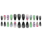 Casual Halloween French Tip Nail Press On Nails Medium Length Fake Nails