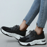 Colorblock Lace-Up Round Toe Slip-On Thick Sole Casual Comfort Sport Sneakers
