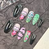 Casual Halloween French Tip Nail Press On Nails Medium Length Fake Nails