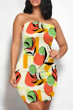 Geometric Print Sleeveless Strapless Evening Night Club Bodycon Mini Tube Dresses