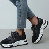 Colorblock Lace-Up Round Toe Slip-On Thick Sole Casual Comfort Sport Sneakers
