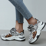 Colorblock Lace-Up Round Toe Slip-On Thick Sole Casual Comfort Sport Sneakers