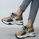 Colorblock Lace-Up Round Toe Slip-On Thick Sole Casual Comfort Sport Sneakers