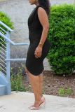 Formal Deep V Neck Wrapped Skirt Office Lady Ruched Bodycon Midi Dresses