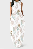 Floral Print Backless Spaghetti Strap Floor Length Vacation Baggy Sundress Maxi Tank Dress