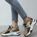 Colorblock Lace-Up Round Toe Slip-On Thick Sole Casual Comfort Sport Sneakers
