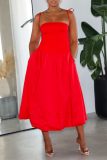 Casual Backless Spaghetti Strap Sleeveles Ruched Belteds Bubble Hem Vacation Maxi Slip Dresses