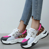 Colorblock Lace-Up Round Toe Slip-On Thick Sole Casual Comfort Sport Sneakers