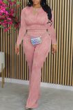 Sportwear Casual O Neck Long Sleeve Crop Tops And Flare Leg Pants Two Pieces Sweatpants Sets