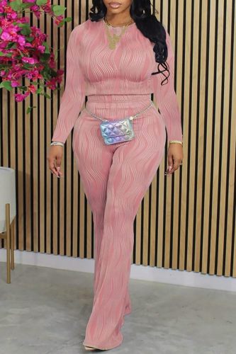 Sportwear Casual O Neck Long Sleeve Crop Tops And Flare Leg Pants Two Pieces Sweatpants Sets