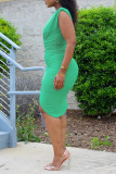 Formal Deep V Neck Wrapped Skirt Office Lady Ruched Bodycon Midi Dresses