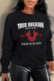 Casual Letter Print O Neck Long Sleeve Fall Winter Sweatshirt