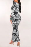 Casual Geometric Print O Neckt Short Sleeve One Step Skirt Vacation Bodycon Midi T-shirt Dress