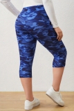 Casual Camouflage Print High Waist Plus Size Middle Pants