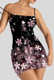 Floral Print Backless Sleeveless Spaghetti Strap Night Club Bodycon Mini Slip Dresses