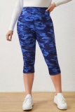 Casual Camouflage Print High Waist Plus Size Middle Pants