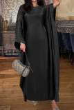 Arab Reflective O Neck Batwing Sleeve Long Loose Vacation Beach Maxi Dresses