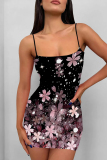 Floral Print Backless Sleeveless Spaghetti Strap Night Club Bodycon Mini Slip Dresses