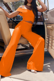 Sleeveless Spaghetti Strap Crop Tops And Flare Leg Pants Vacation Formal Office Lady Two Pieces Trouser Sets
