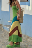 Casual Geometric Print V Neck Sleeveless Vacation Maxi Slip Dresses