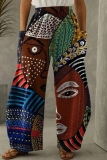Casual Print High Waist Pocket Vacation Wide Leg Boho Pants