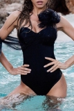 Sleeveless Backless Belted Mesh Tie Shoulder Vacation Beach Bodycon One Piece Swimwear