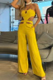 Sleeveless Strapless Hollow Out Pocket Formal Party Evening Skinny Wide Leg Tube Tops Jumpsuits