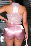 Casual O Neck Sleeveless Tank Tops And Drawstring Shorts Night Club Two Pieces Shorts Sets