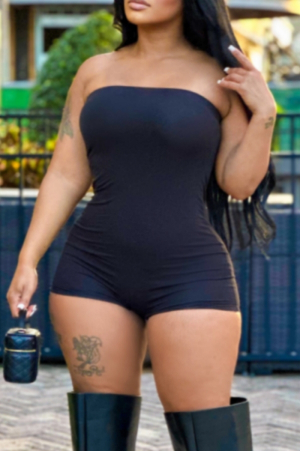 Casual Backless Strapless Skinny Tube Tops Rompers One Piece Bodysuit