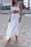 Casual Flowers Sleeveless Backless Spaghetti Strap Tie Shoulder Cami Crop Tops