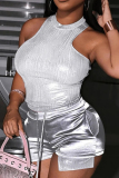 Casual O Neck Sleeveless Tank Tops And Drawstring Shorts Night Club Two Pieces Shorts Sets