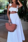 Casual Flowers Sleeveless Backless Spaghetti Strap Tie Shoulder Cami Crop Tops