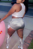 Casual O Neck Sleeveless Tank Tops And Drawstring Shorts Night Club Two Pieces Shorts Sets