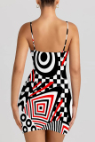 Sexy Geometric Print Sleeveless Backless Vacation Beach Bodycon Mini Slip Dress