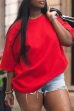 Casual Solid Color Basic Round Neck Short Sleeve Loose Fit T-Shirts Tops