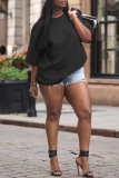 Casual Solid Color Basic Round Neck Short Sleeve Loose Fit T-Shirts Tops