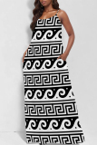 Sexy Graphcis Print Backless Spaghetti Strap Floor Length Vacation Baggy Sundress Slip Maxi Dress