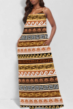 Sexy Graphcis Print Backless Spaghetti Strap Floor Length Vacation Baggy Sundress Slip Maxi Dress