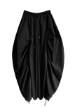 Casual Solid Color Pocket Patchwork Regular High ELastic Waist Solid Color Loose Fit Trousers Pants