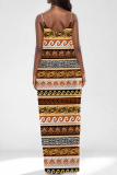 Sexy Graphcis Print Backless Spaghetti Strap Floor Length Vacation Baggy Sundress Slip Maxi Dress