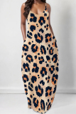 Sexy Floral Print V Neck Backless Spaghetti Strap Pocket Floor Length Vacation Baggy Sundress Slip Maxi Dress