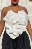 Sexy Casual Solid Color Flowers Backless Strapless Sleeveless Flower Knot Crop Tops