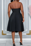 Sleeveless Strapless Bow Tie Ruched Pocket Formal Party Evening A Line Pleated Tube Midi Dresses