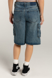 Casual Gradient Pocket Buttons Loose Oversize Straight Distressed Denim Shorts