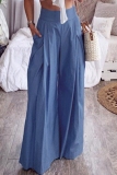 Casual High Waist Pocket Vacation Fitted Wide Leg Pants